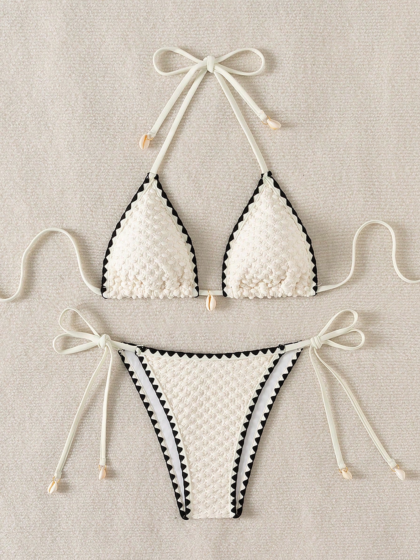 Swim Mod Ladies Halter Neck Summer Beach Swimwear Set, Fashionable Bra And Tie-Side Bikini Bottoms, Separate Bikini