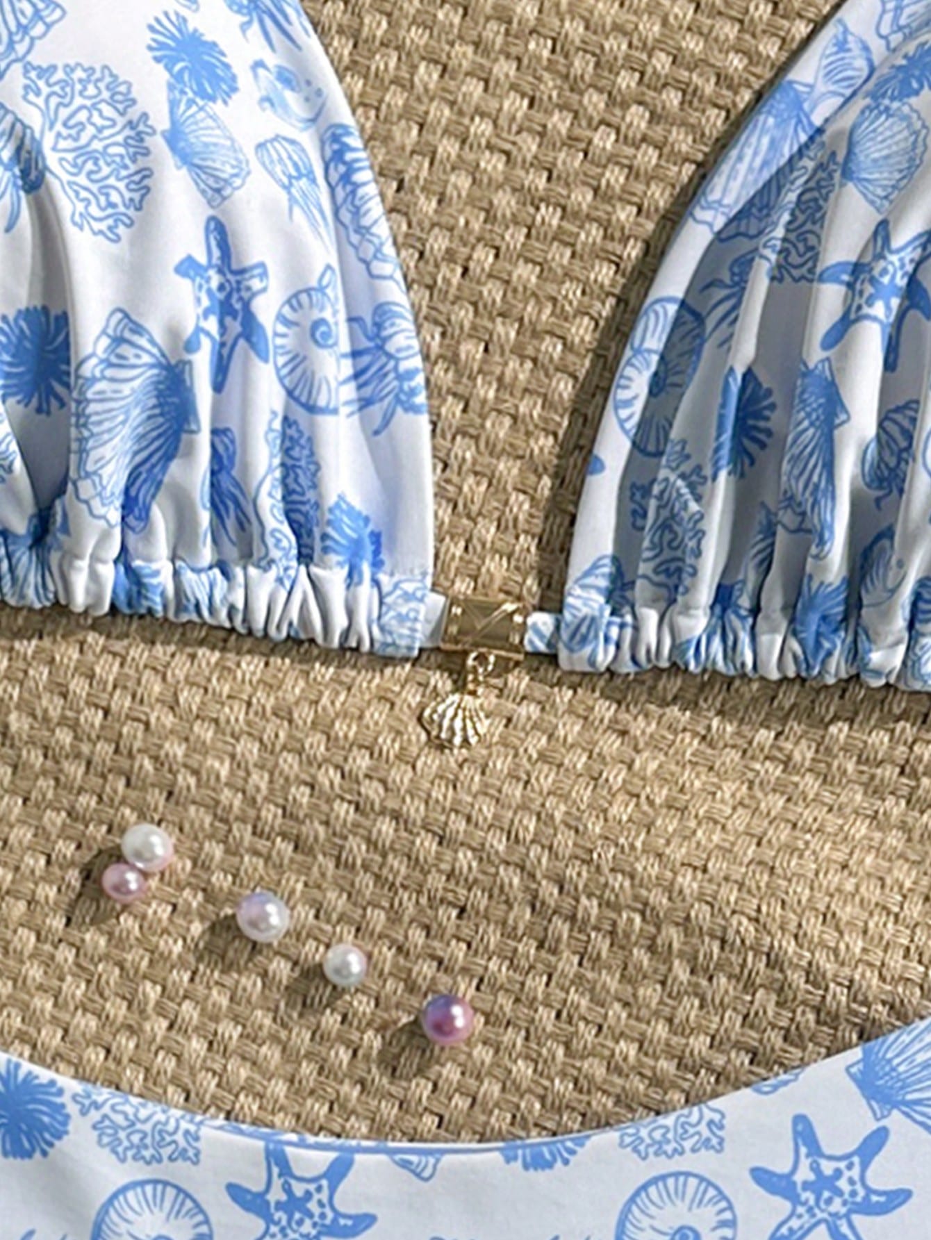 Swim Mod Plus Size Women's Shell Print Sweet Beach Vacation Bikini Set