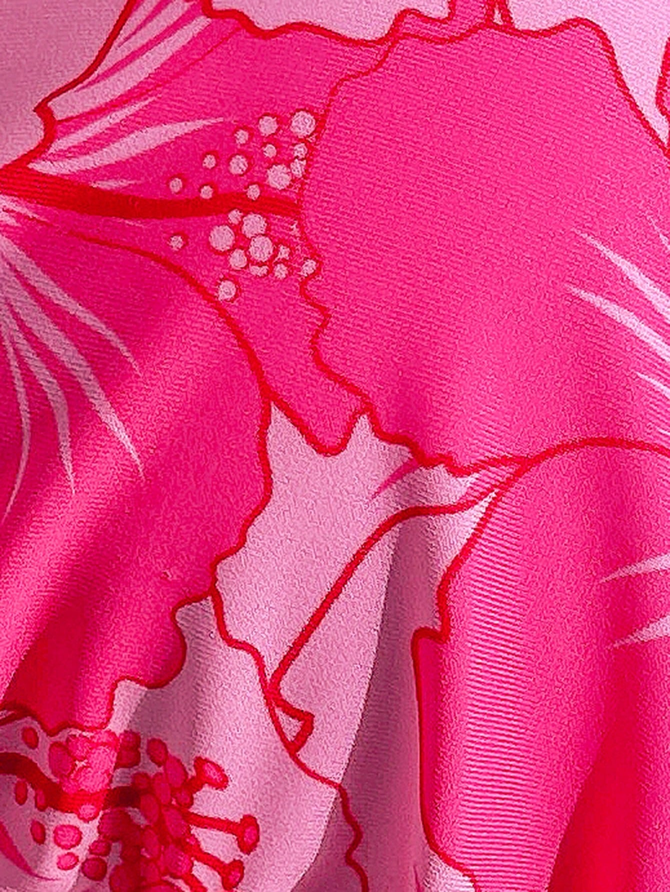 Swim Mod Plus Size Women's Summer Tropical Floral Decor Fashion Halter Triangle Bikini Top