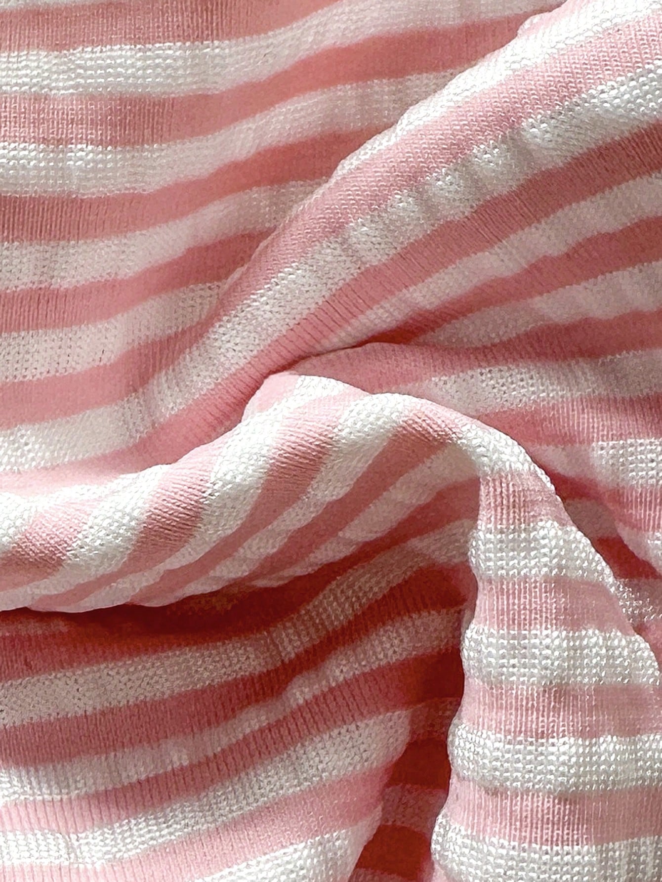 Swim Mod Women's Pink Striped Halter Bikini Set With Tie-Side Bottoms And Tie-Back Detail