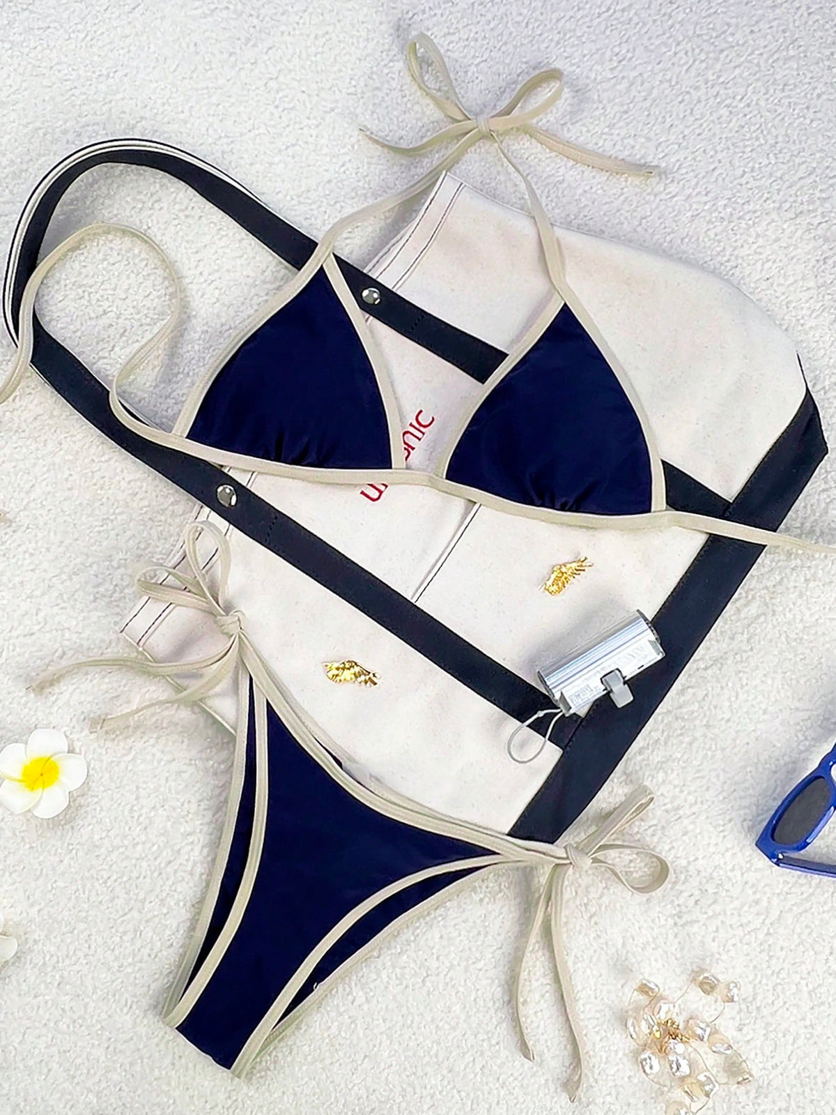Swim Mod Women Yellow Floral Textured Bikini Set,Summer Casual Beach Holiday Vacation Spaghetti Strap Halter Backless Drawstring Side Two Piece Bathing Suit