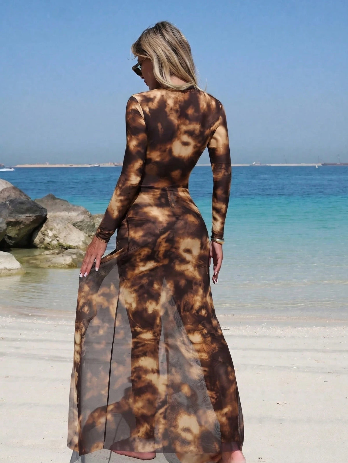 Swim Mulvari Printed Fabric Elegant Conservative Vacation Women's Swimsuit Set