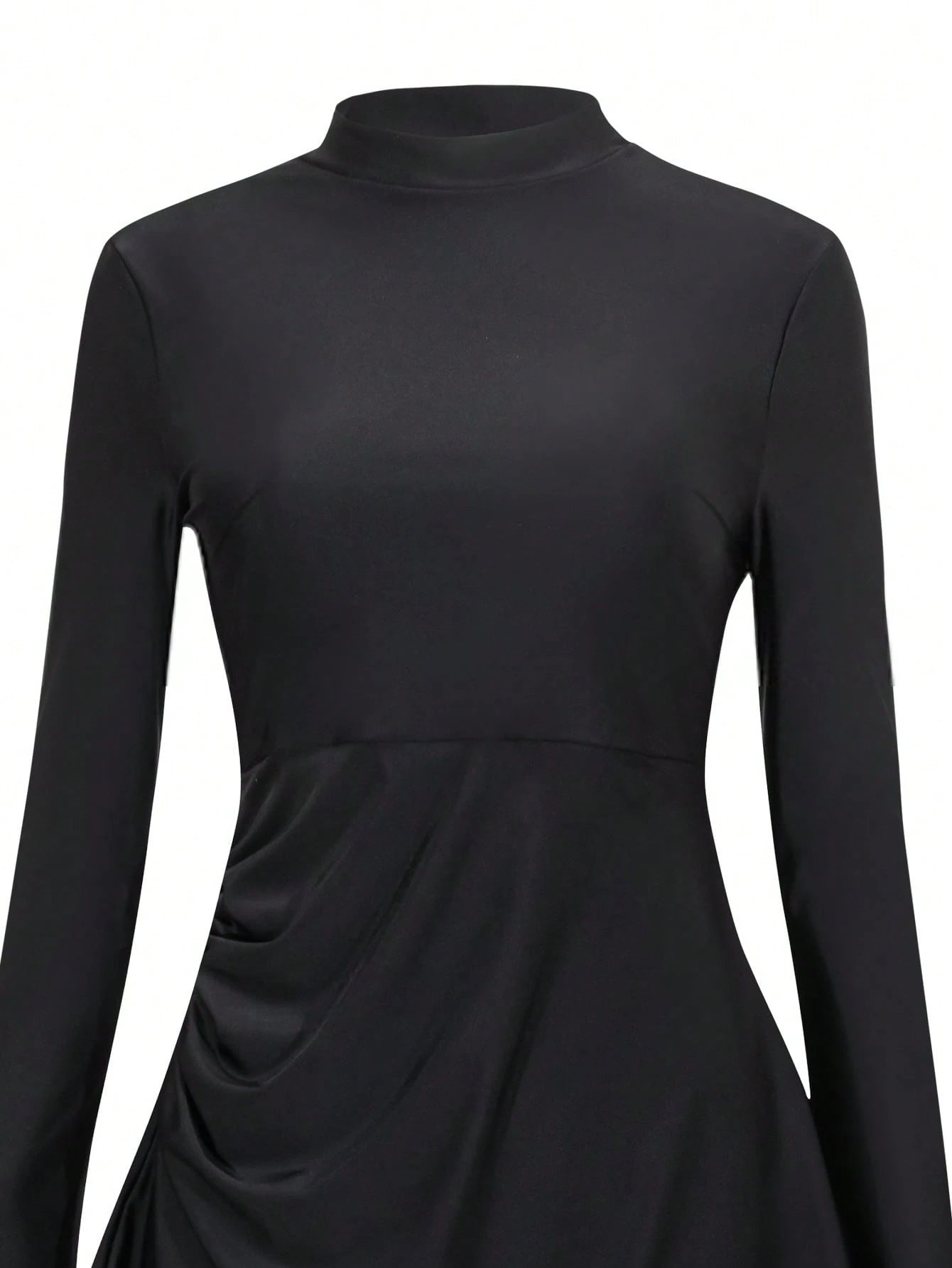Swim Mulvari Summer Modest Swimsuit Beach Vacation Holiday,High Neck Long Sleeve Ruched Flared Cinched Waist UV Protection 2 Pieces Arabic Clothing