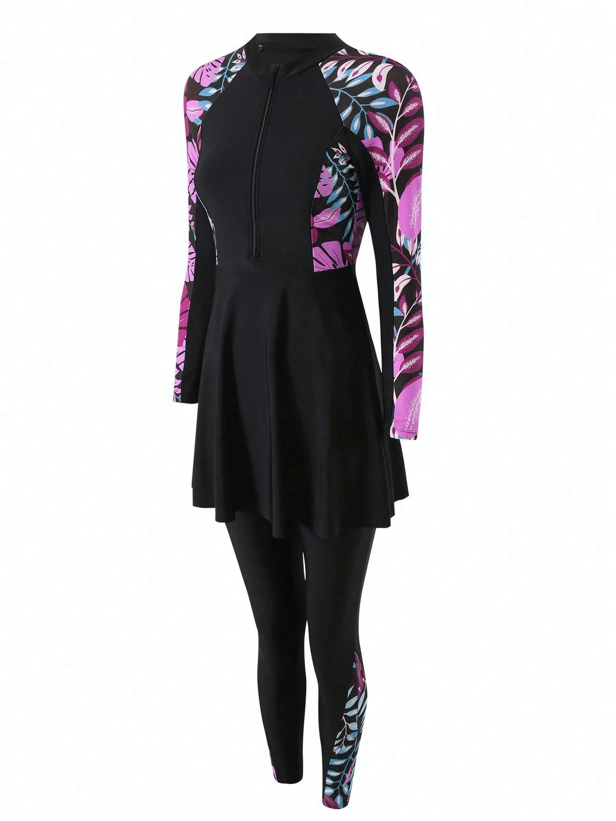 Swim Mulvari Women's Off-Shoulder Printed Burkini Top, Summer Beach Arabic Clothing