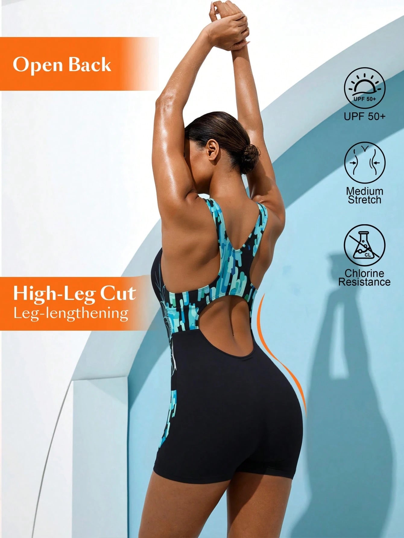 Swim Nautrix 1pc Women's Black Racerback Hollow-Out One-Piece Swimsuit With Sporty Stripes Pool Party Summer Athleisure