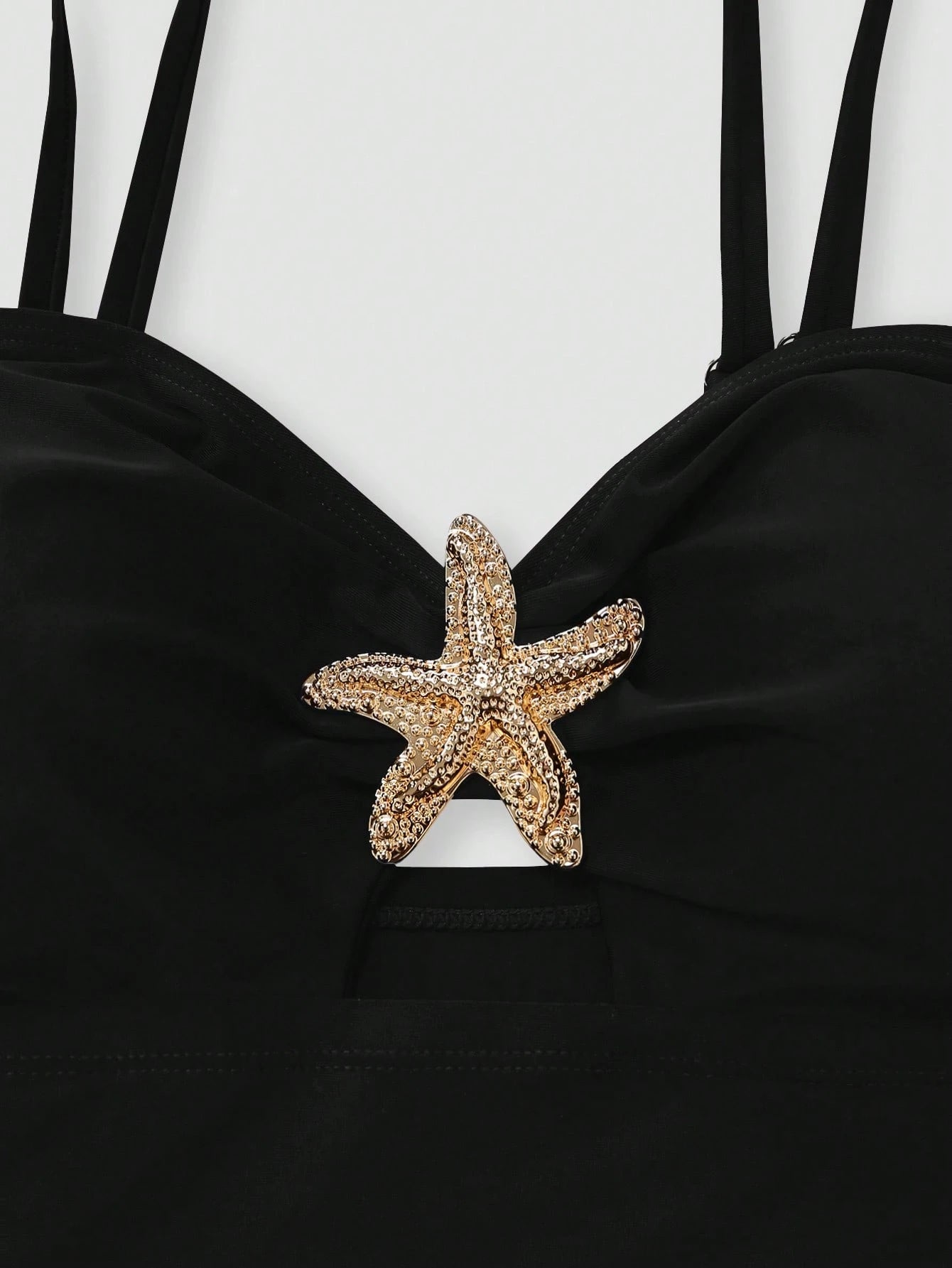 Swim Oasis Elegant Plus Size One-Piece Swimsuit For Women,Black,Summer,Classy,Formal,Evening,Vacation,Holiday,Two Pieces Beaded Starfish Printed Slit Skirt Set