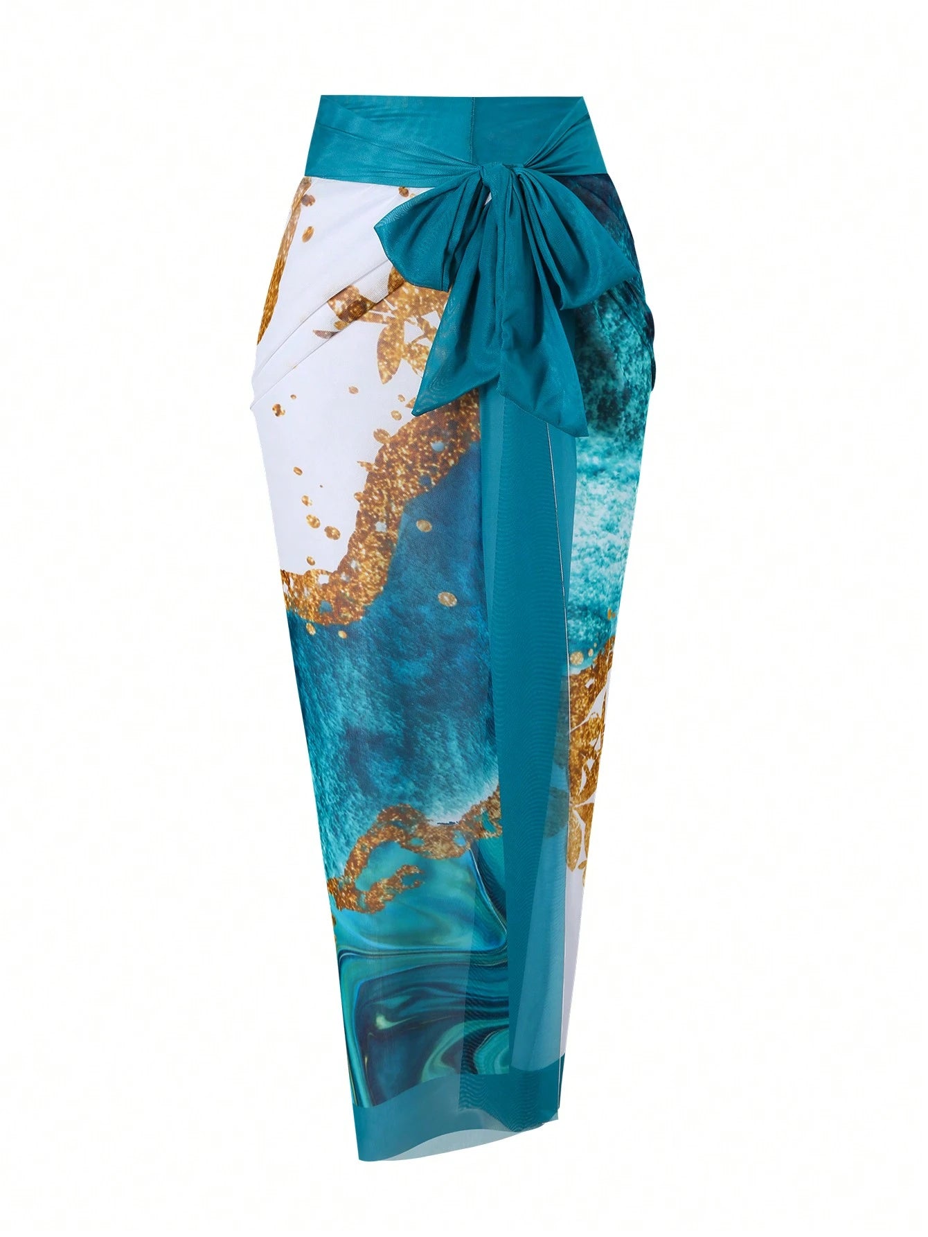 Swim Oasis Plus Size Women's 3-Piece Set Floral Printed One Shoulder Bikini Swimwear With Sarong Cover Up Summer