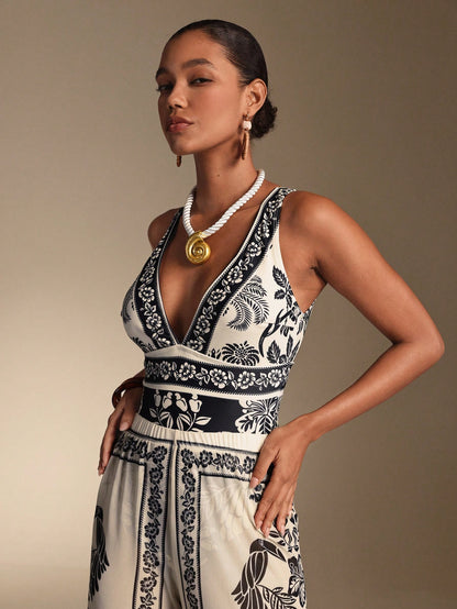 Swim Oasis Women Elegant Black & White Seashell BOHO One-Piece Swimsuit & Skirt 2-Piece Set,High Waisted Summer Beach Outfits,Fashionable Holiday Vacation,2026