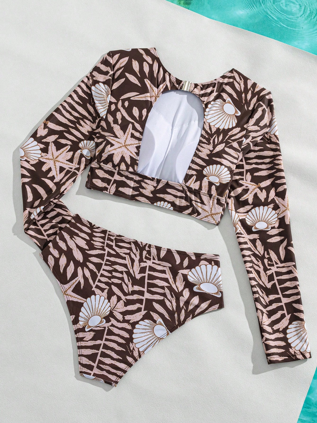 Swim SPRTY 2pcs/Set Ocean Print Fashion Sports Surfing Women's Two Pieces Tank Top Swimsuit