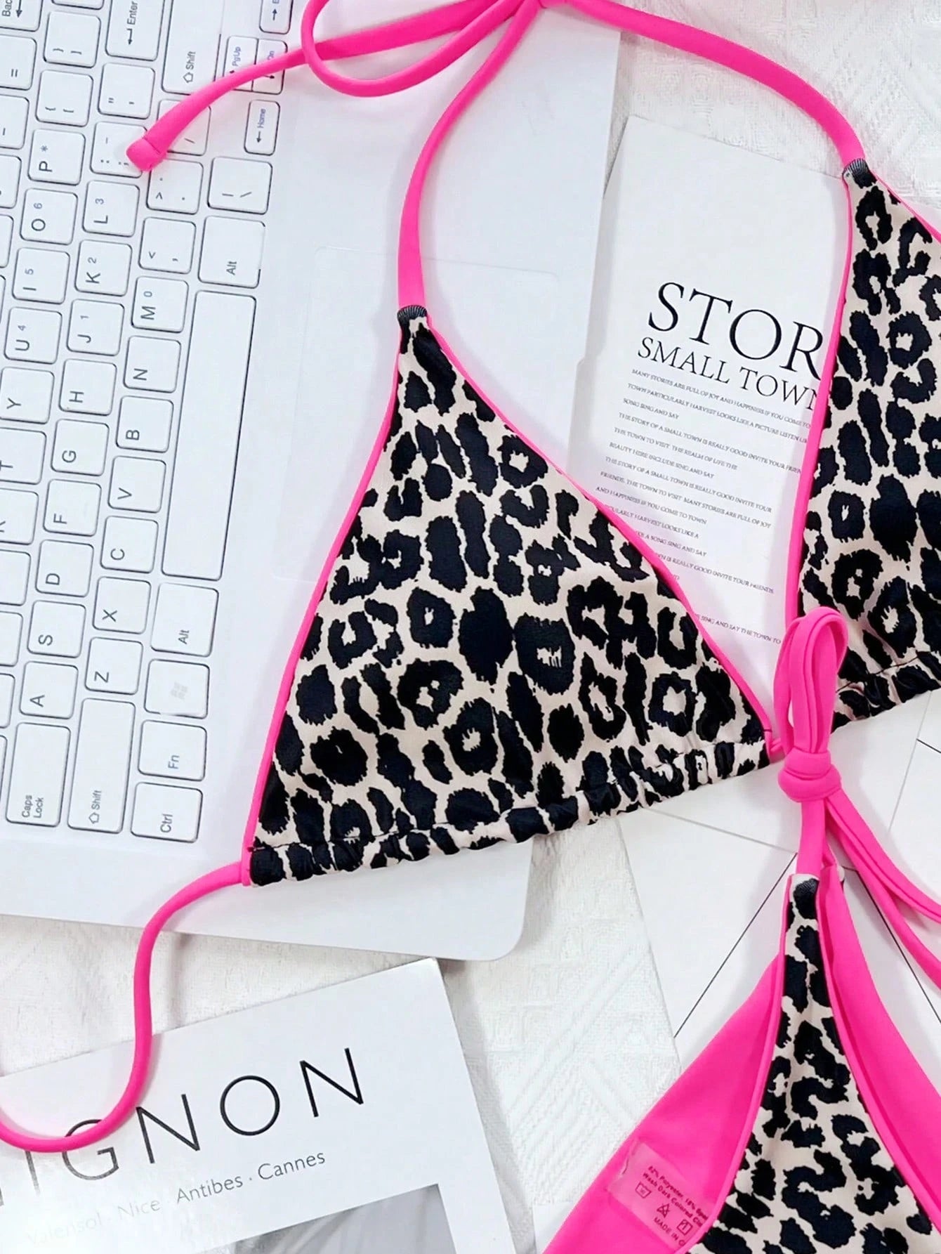 Swim SXY 2pcs/Set Printed Bikini Swimsuit (Random Print), Micro Triangle