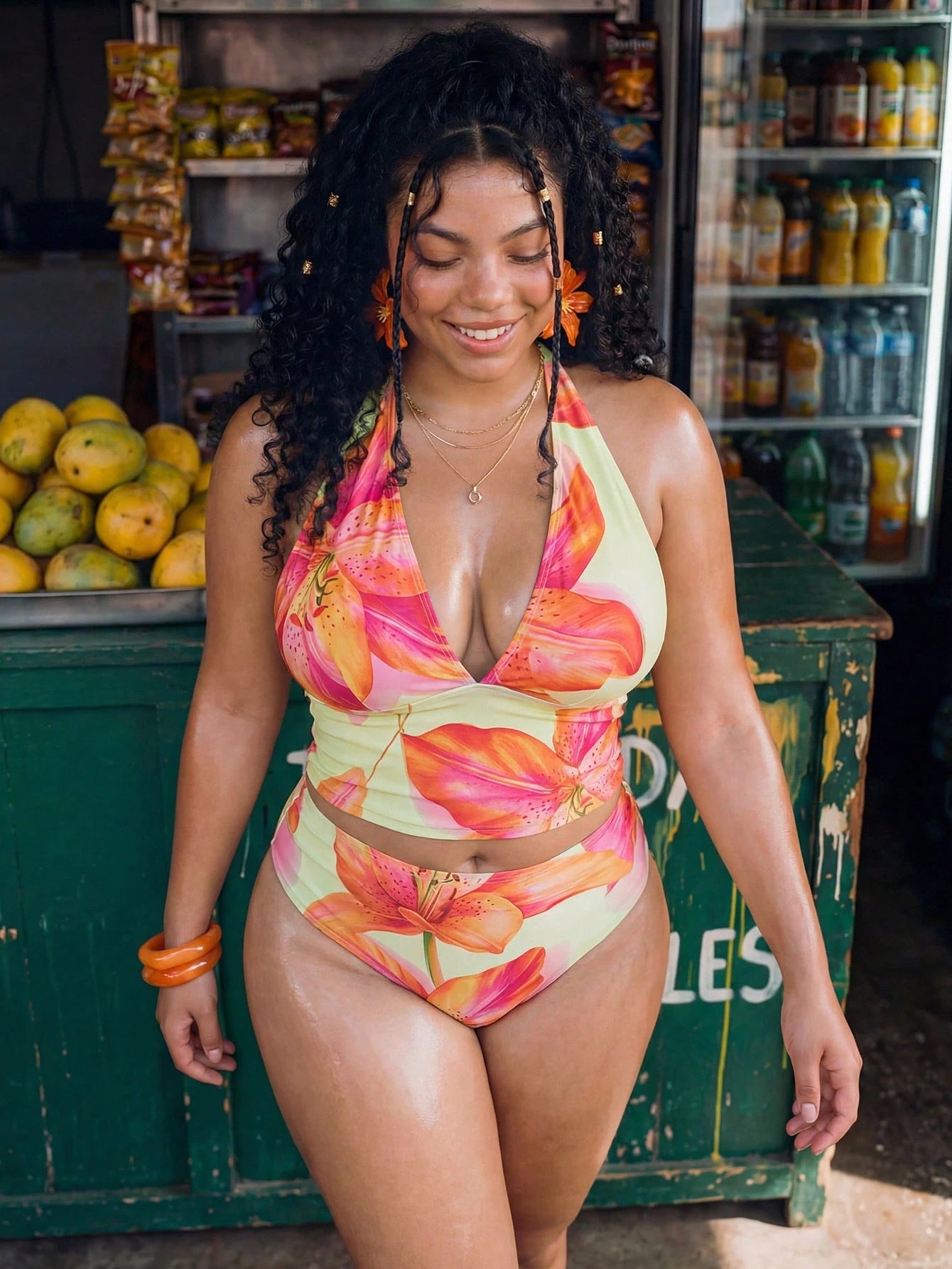 Swim Vcay 2026 New Summer Beach Vacation Women's Tropical Print 2-Piece Bikini Set, Casual Vacation Style, Summer Holiday Outfit, Floral Bikini, Plus Size Tank Bikini