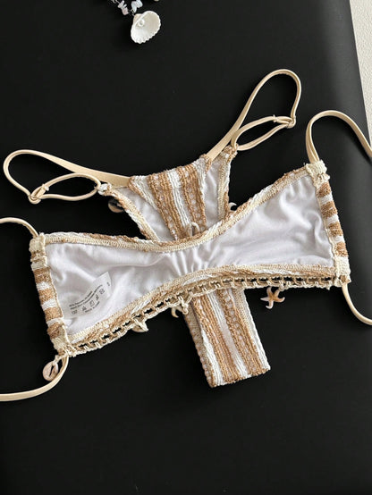 Swim Vcay 2pcs/Set Women's Colorblock Striped Fashionable Bikini, Summer 2026