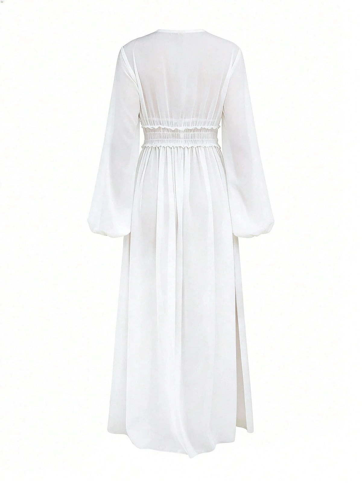 Swim Vcay Beach Dresses For Women Women's V-Neck Long Sleeve High Waist Slit Beach Cover-Up Dress, Summer