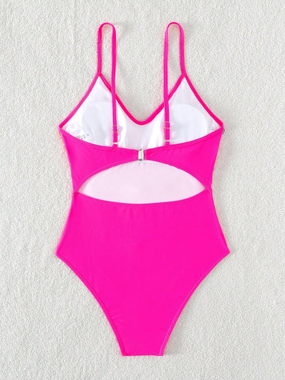 Swim Vcay Summer Beach Striped Fringe Hem One Piece Swimsuit