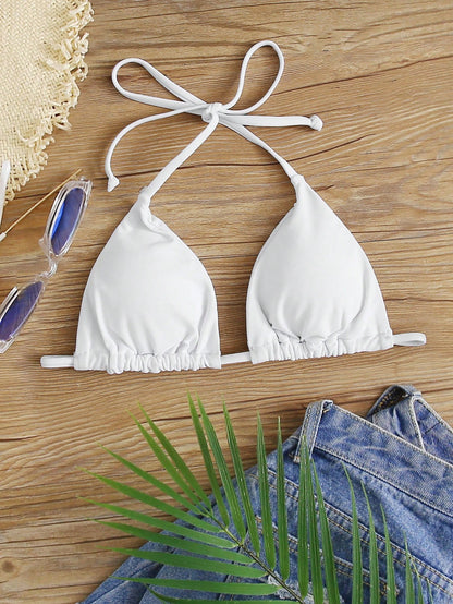 Swim Vcay Summer Beach Tie Back Triangle Bikini Top