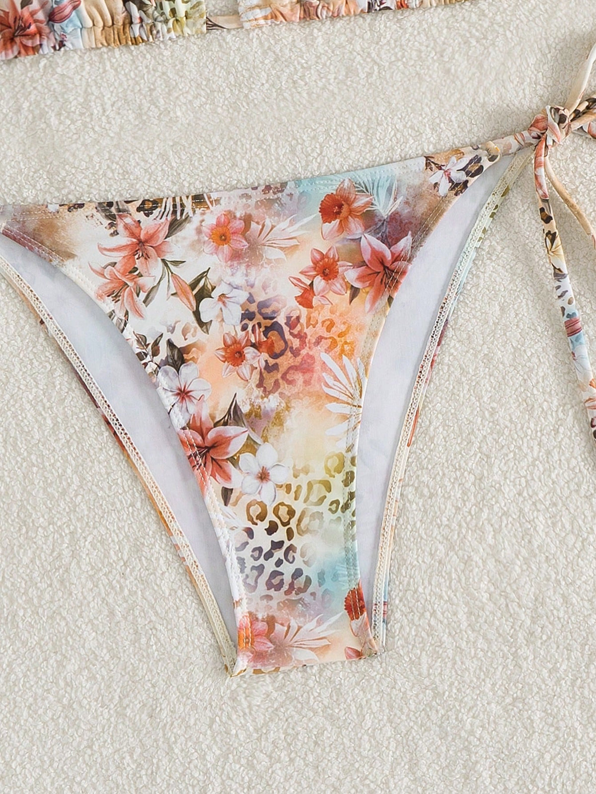 Swim Vcay Vacation Beach Leopard & Floral Print Bikini Swimwear For Summer Beach Vacation