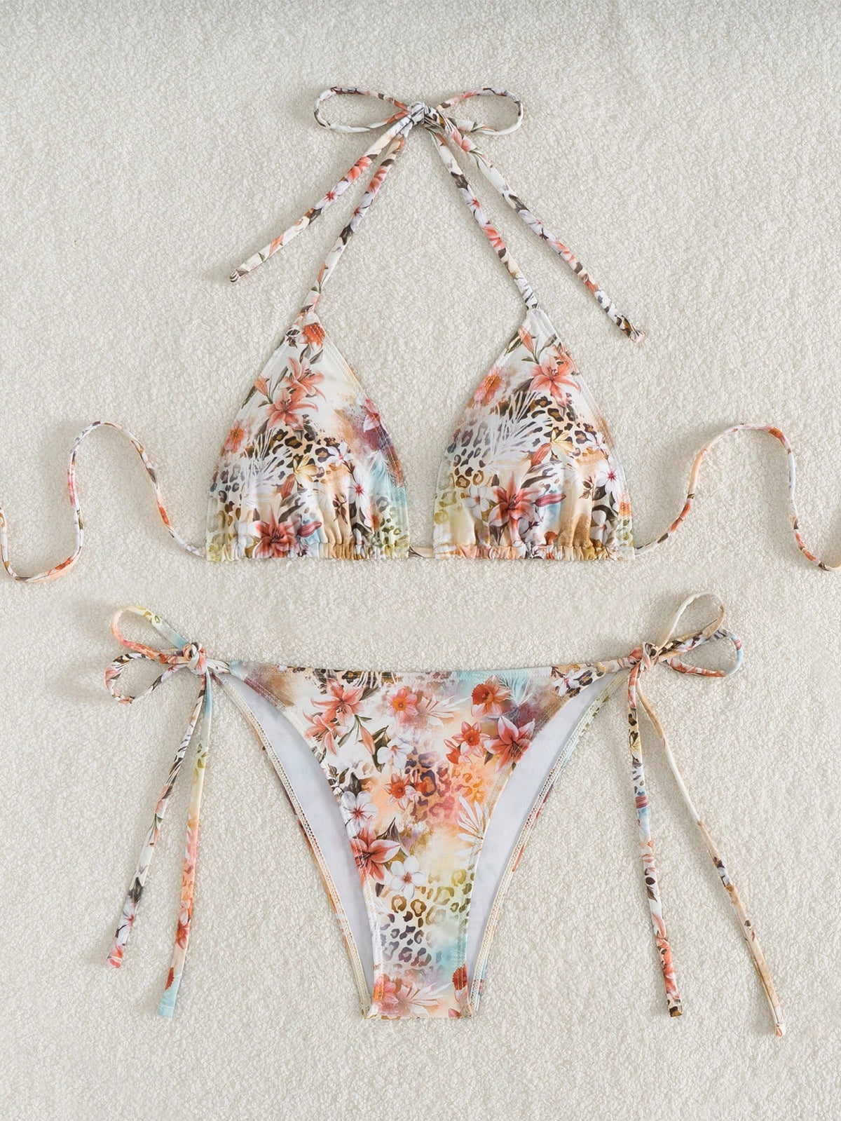 Swim Vcay Vacation Beach Leopard & Floral Print Bikini Swimwear For Summer Beach Vacation