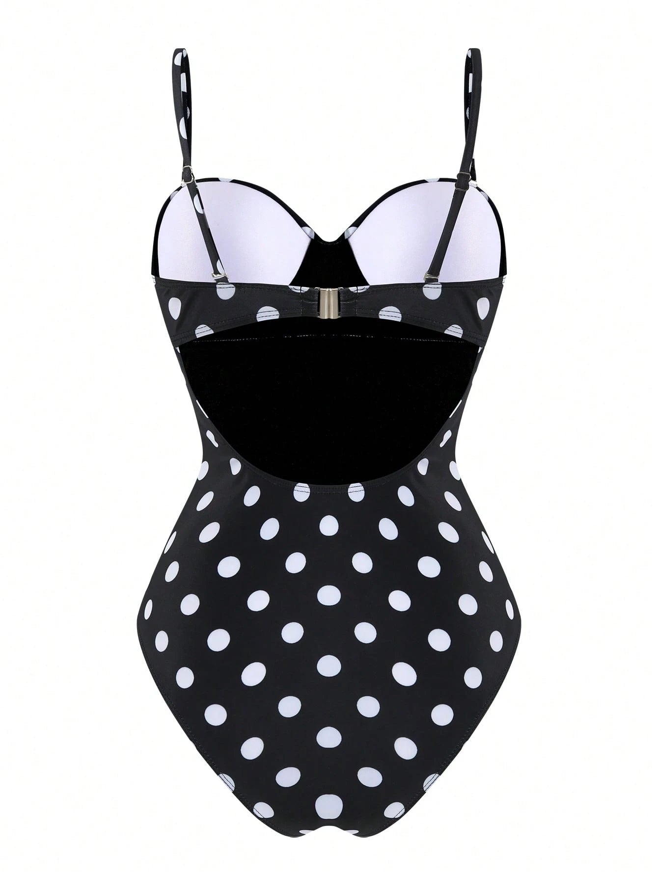 Swim Vcay Women's Casual Vacation Beach Party Elegant Black & White Polka Dot One-Piece Swimsuit With Black Skirt, Summer New Style