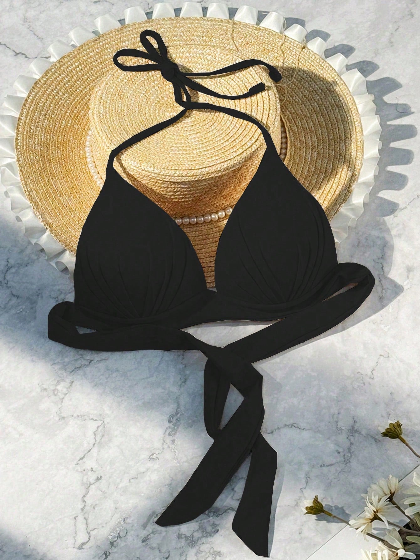 Swim Vcay Women's Strapless Bikini Top (Tie Knot Detachable, Push Up Wireless)