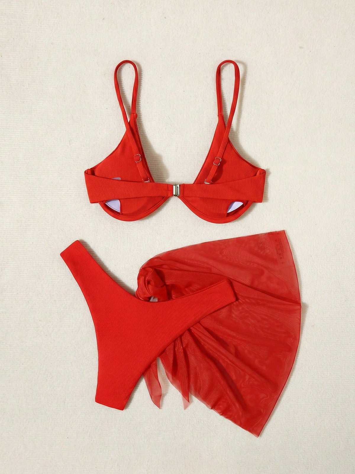 Swim Vcay Women's Summer Beach Solid Color Sexy Bikini 3 Pieces Set With Tankini Top And Skirt, Includes Underwire