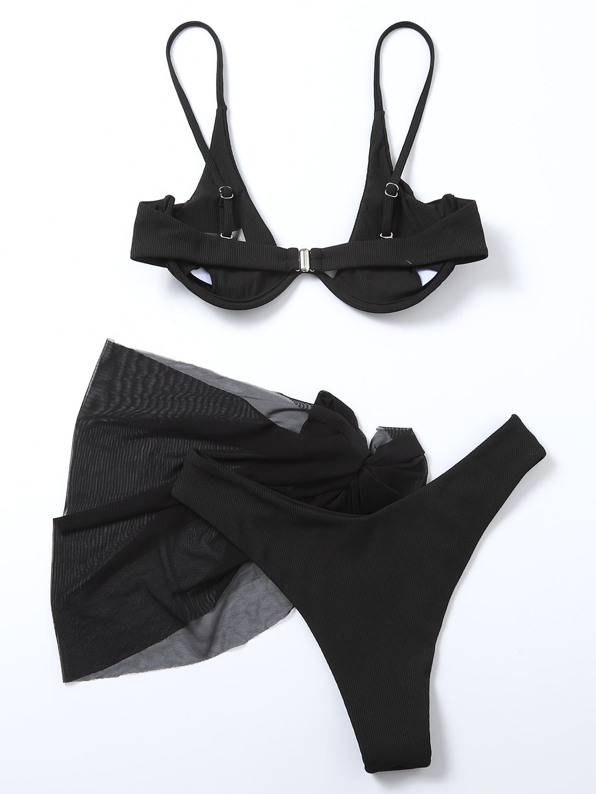 Swim Vcay Women's Summer Beach Solid Color Sexy Bikini 3 Pieces Set With Tankini Top And Skirt, Includes Underwire