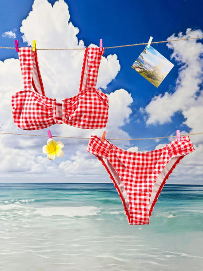 Swim Vcay Women's Summer Soft Yellow Bikini Set, U-Neck Wide Strap High Waist Ruched Two Pieces Fashionable Slimming Beach Vacation Pure Style Swimwear