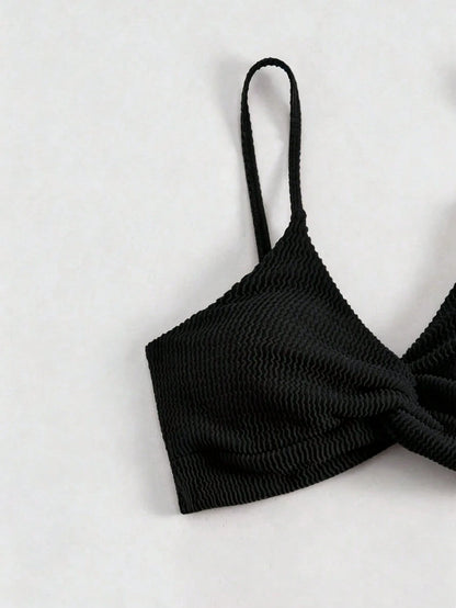 Swim Women's Black Camisole Top And Shorts Swimsuit Set For Sunny Beach