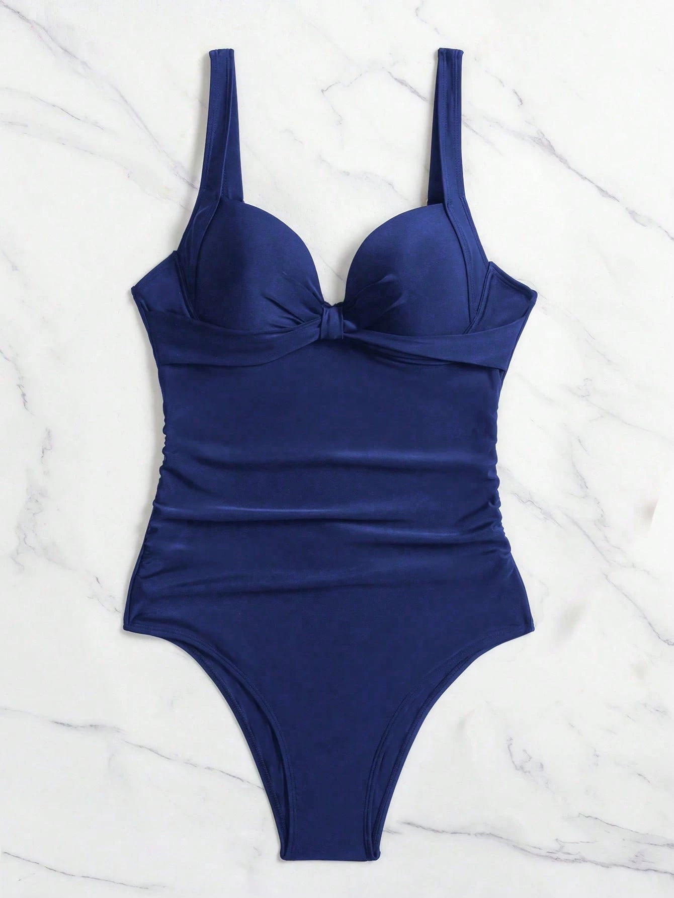 Swim Women Stylish Solid Colored One-Piece Swimsuit With Push-Up Padded Cups,Summer Beach