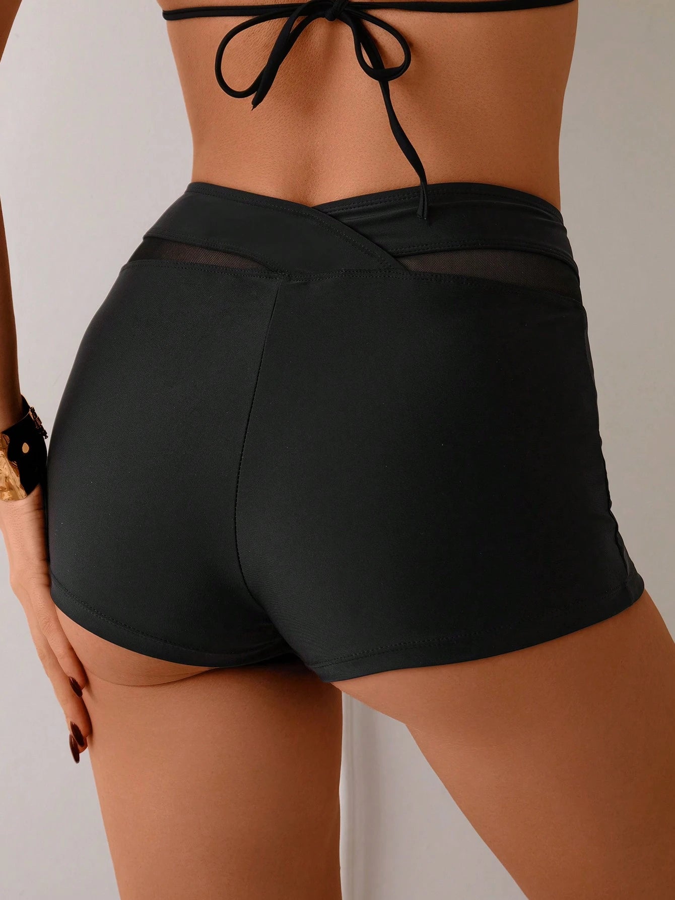 Swim Women Summer Sports Mesh Patchwork Shorts