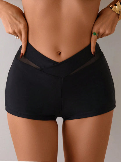 Swim Women Summer Sports Mesh Patchwork Shorts