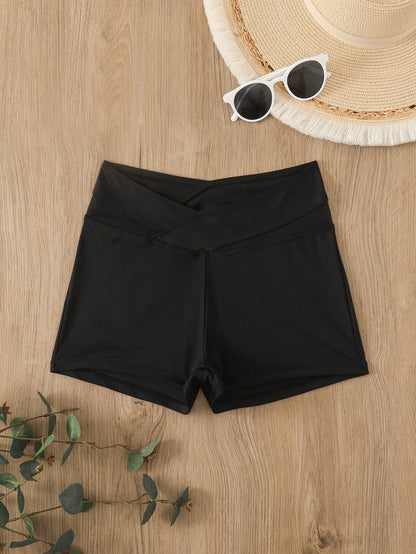 Swim Women Summer Sports Mesh Patchwork Shorts