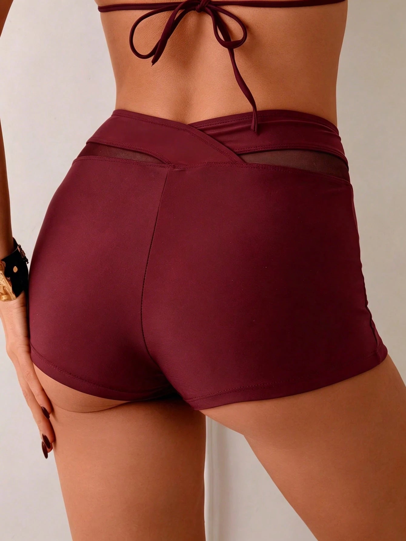 Swim Women Summer Sports Mesh Patchwork Shorts