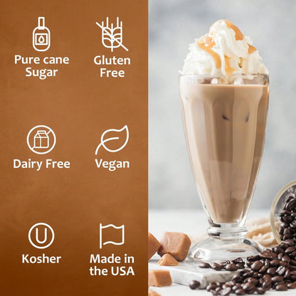 Syruvia Caramel Coffee Syrup- 25.4 Fl Oz. Premium Coffee Flavoring Syrup. Kosher, And Gluten-Free. Perfect For Enhancing Drinks, Sodas, Shakes, Desserts, And More