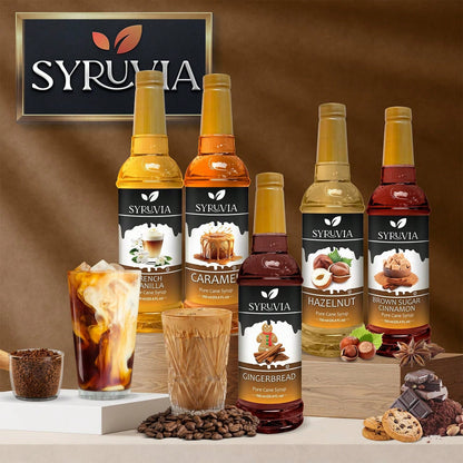 Syruvia Caramel Coffee Syrup- 25.4 Fl Oz. Premium Coffee Flavoring Syrup. Kosher, And Gluten-Free. Perfect For Enhancing Drinks, Sodas, Shakes, Desserts, And More