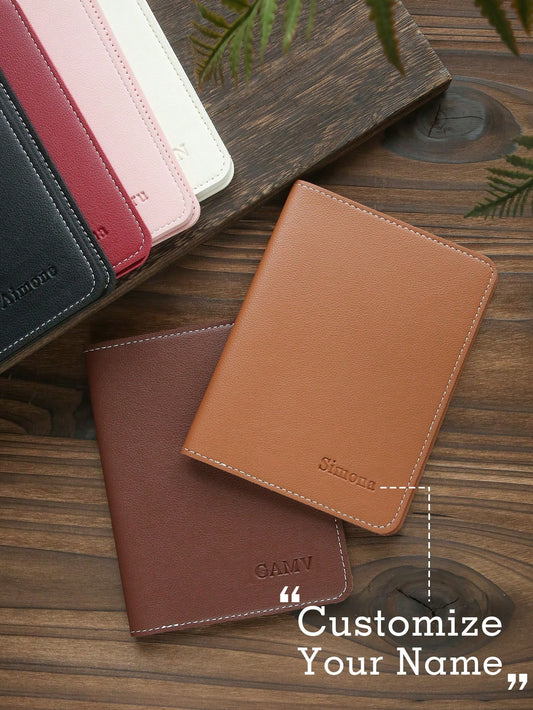 Takeoak Custom Name Passport Holder Personalized Leather Passport Cover Maroon Burgundy Travel Case For Men Women