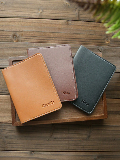 Takeoak Custom Name Passport Holder Personalized Leather Passport Cover Maroon Burgundy Travel Case For Men Women