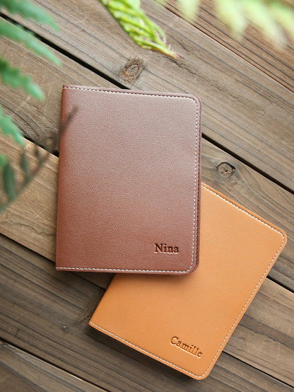 Takeoak Custom Name Passport Holder Personalized Leather Passport Cover Maroon Burgundy Travel Case For Men Women