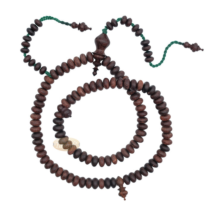 Tamarind Wood Misbaha - Medium Terompah 5x10 mm Brown 99 count Short Barrel Indonesian Prayer Beads