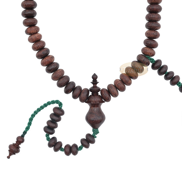 Tamarind Wood Misbaha - Medium Terompah 5x10 mm Brown 99 count Short Barrel Indonesian Prayer Beads