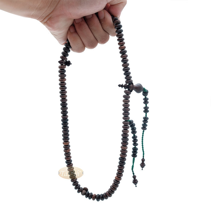 Tamarind Wood Misbaha - Medium Terompah 5x10 mm Brown 99 count Short Barrel Indonesian Prayer Beads