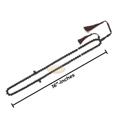 Tamarind wood Muslim Prayer Beads - Handcrafted 8 mm 99-count Islamic Dhikr Beads with 2 Citrus wood Dividers