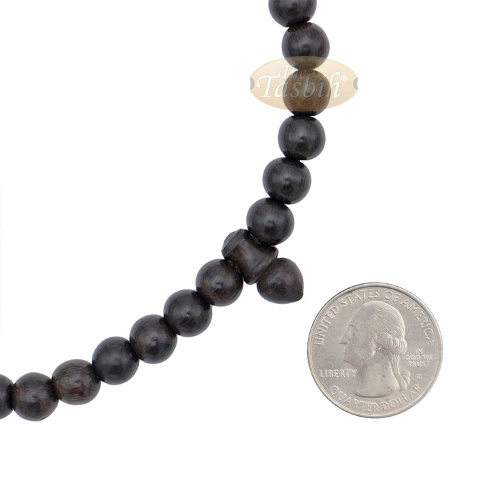 Tamarind wood Muslim Prayer Beads - Handcrafted 8 mm 99-count Islamic Dhikr Beads with 2 Citrus wood Dividers