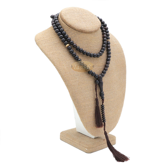 Tamarind wood Muslim Prayer Beads - Handcrafted 8 mm 99-count Islamic Dhikr Beads with 2 Citrus wood Dividers