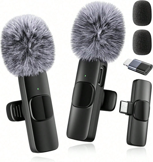 Tangle-Free Wireless Lavalier Microphone Streaming Equipment & Accessories Professional Wireless Lavalier Microphone For Android Cordless Omnidirectional Clip Mic Plug-Play For Interview Video Podcast