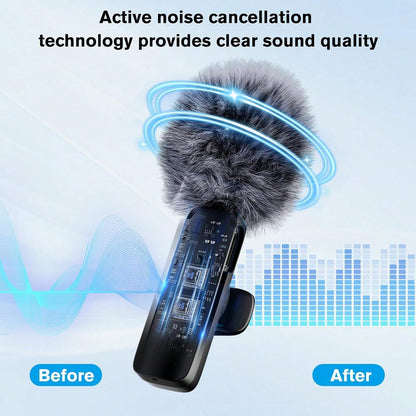 Tangle-Free Wireless Lavalier Microphone Streaming Equipment & Accessories Professional Wireless Lavalier Microphone For Android Cordless Omnidirectional Clip Mic Plug-Play For Interview Video Podcast