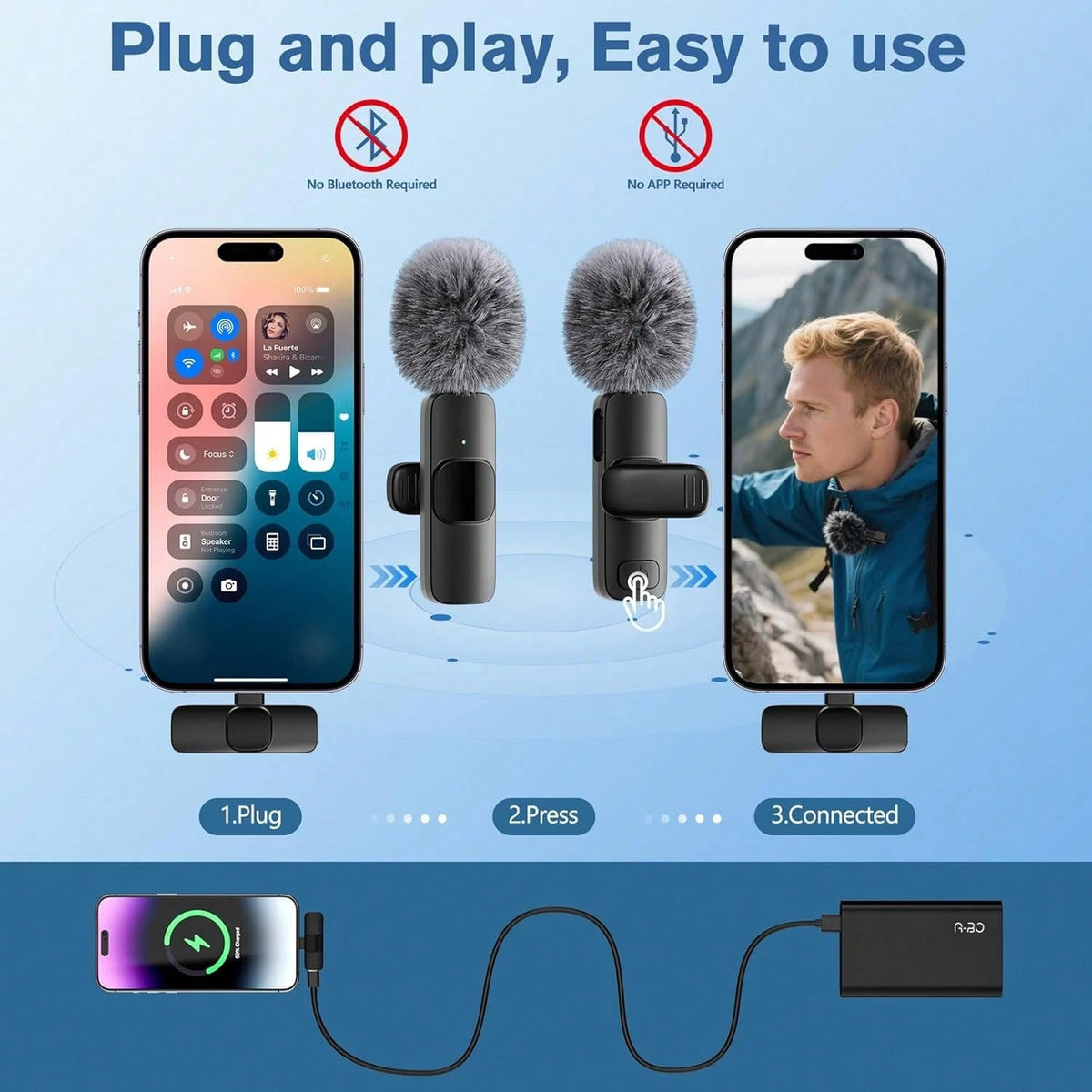 Tangle-Free Wireless Lavalier Microphone Streaming Equipment & Accessories Professional Wireless Lavalier Microphone For Android Cordless Omnidirectional Clip Mic Plug-Play For Interview Video Podcast