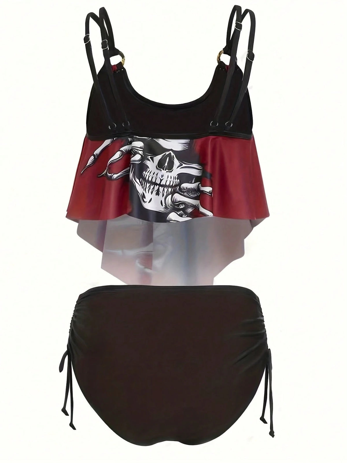 Tankini Set Casual Knitted Fabric Drawstring Ring Ruffle Hem Women's Swimwear Clothing Vacation Beach Summer102-03