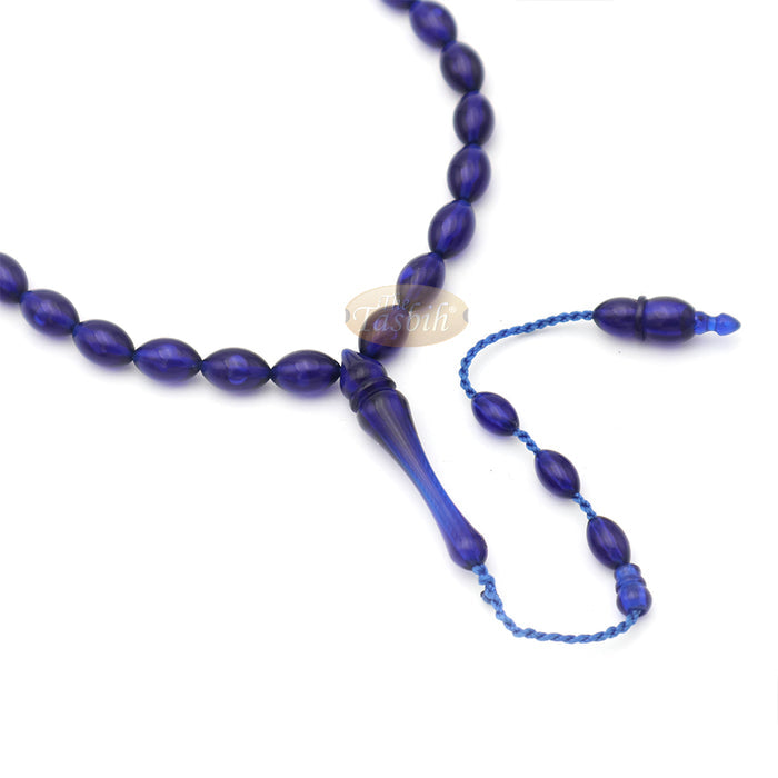 Tasbih Tapered Oval Translucent Blue 33 7x10 mm Monomer Beads