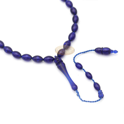 Tasbih Tapered Oval Translucent Blue 33 7x10 mm Monomer Beads