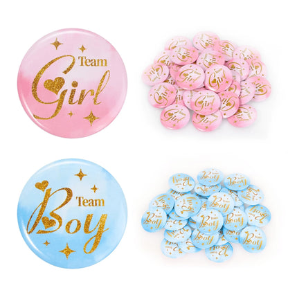 Team Girl Team Boy Buttons, Gender Reveal Party Pins, Pink Blue Baby Shower Badges For Guests, Pregnancy Announcement Decorations And Party Supplies